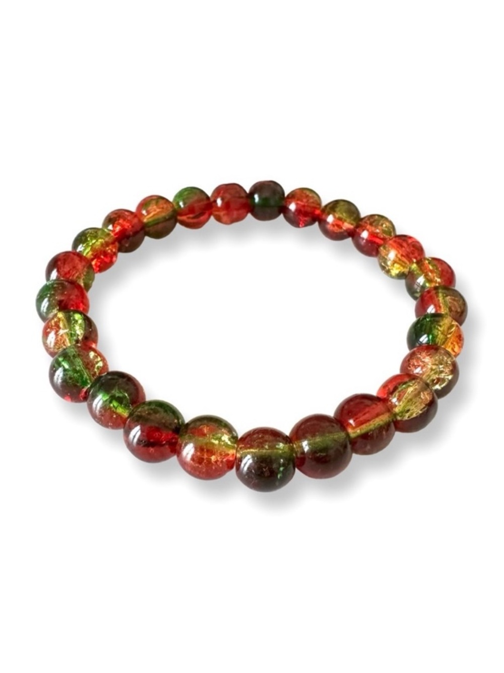 ⭐️ 5 for $25 Red & Green Glass Crystal Beaded Stretchy Bracelet